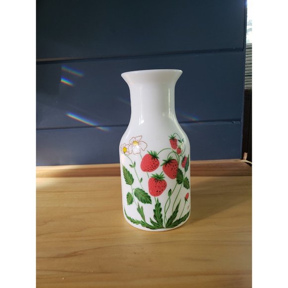 Vintage Milk Glass Strawberry Vase